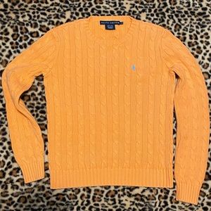 Ralph Lauren Peach/Orange Canle Knit Sweater 100% cotton womens Medium